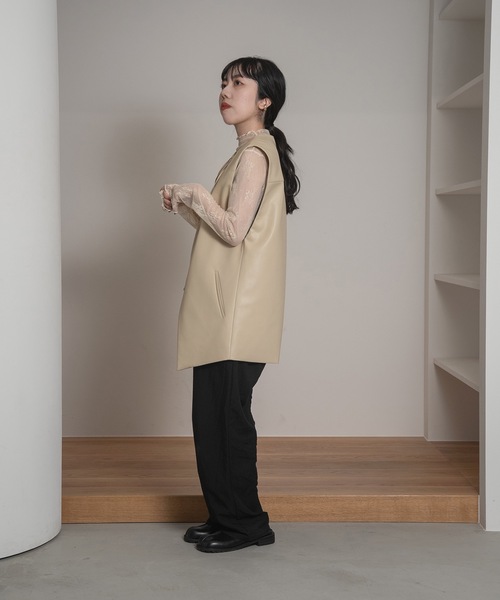 lawgy（ラウジー）の「ribbon design leather vest（ベスト・レディース・ブラウン/ベージュ・FREE）」の22枚目の写真