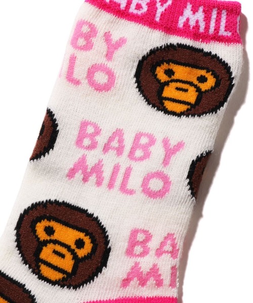 A BATHING APE(アベイシングエイプ)の「BABY MILO PATTERN SOCKS K(ソックス/靴下・キッズ・ホワイト/グレー/イエロー・SMALL/MEDIUM/LARGE)」の4枚目の写真
