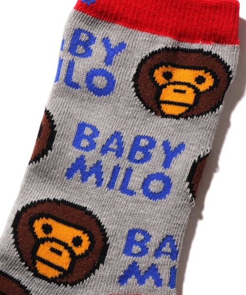 A BATHING APE(アベイシングエイプ)の「BABY MILO PATTERN SOCKS K(ソックス/靴下・キッズ・ホワイト/グレー/イエロー・SMALL/MEDIUM/LARGE)」の5枚目の写真