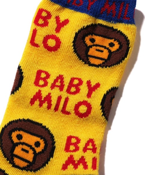 A BATHING APE(アベイシングエイプ)の「BABY MILO PATTERN SOCKS K(ソックス/靴下・キッズ・ホワイト/グレー/イエロー・SMALL/MEDIUM/LARGE)」の6枚目の写真