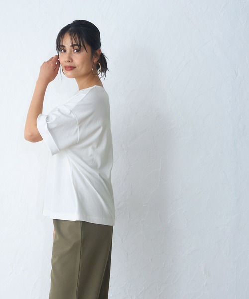 coca(coca)(コカ)の「袖ロールアップTシャツ(Tシャツ/カットソー・レディース・ライトピンク/ブラック/グレイッシュベージュ/ホワイト・M/L)」の6枚目の写真