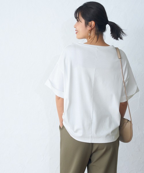 coca(coca)(コカ)の「袖ロールアップTシャツ(Tシャツ/カットソー・レディース・ライトピンク/ブラック/グレイッシュベージュ/ホワイト・M/L)」の7枚目の写真