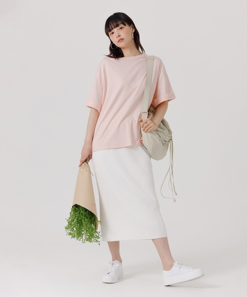 coca(coca)(コカ)の「袖ロールアップTシャツ(Tシャツ/カットソー・レディース・ライトピンク/ブラック/グレイッシュベージュ/ホワイト・M/L)」の10枚目の写真