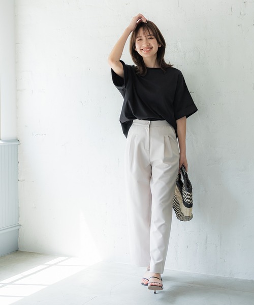 coca(coca)(コカ)の「袖ロールアップTシャツ(Tシャツ/カットソー・レディース・ライトピンク/ブラック/グレイッシュベージュ/ホワイト・M/L)」の13枚目の写真