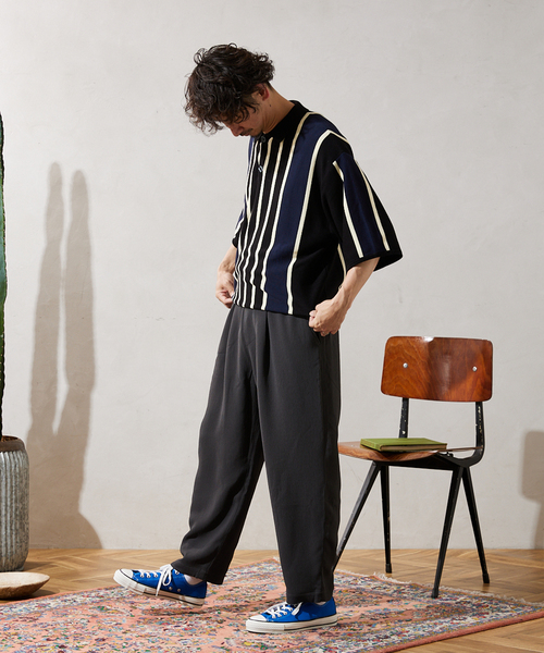 JOURNAL STANDARD relume（ジャーナルスタンダード　レリューム）の「CALIFORNIA STRIPE ニットポロシャツ（ポロシャツ・メンズ・サックスブルー/ブラック/ボルドー・MEDIUM/LARGE）」の5枚目の写真