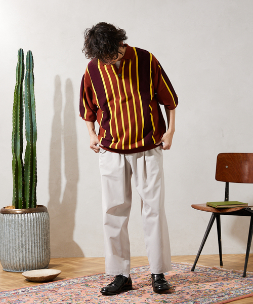 JOURNAL STANDARD relume（ジャーナルスタンダード　レリューム）の「CALIFORNIA STRIPE ニットポロシャツ（ポロシャツ・メンズ・サックスブルー/ブラック/ボルドー・MEDIUM/LARGE）」の21枚目の写真