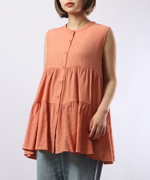 Chiaro（キアロ）の「chiaro ティアードノースリーブブラウス（シャツ/ブラウス・レディース・アイボリー/ベージュ/オレンジ/オリーブ・FREE）」の11枚目の写真