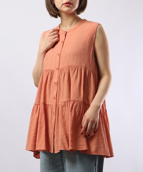 Chiaro（キアロ）の「chiaro ティアードノースリーブブラウス（シャツ/ブラウス・レディース・アイボリー/ベージュ/オレンジ/オリーブ・FREE）」の10枚目の写真