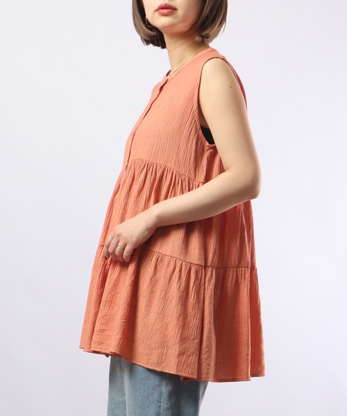 Chiaro（キアロ）の「chiaro ティアードノースリーブブラウス（シャツ/ブラウス・レディース・アイボリー/ベージュ/オレンジ/オリーブ・FREE）」の12枚目の写真