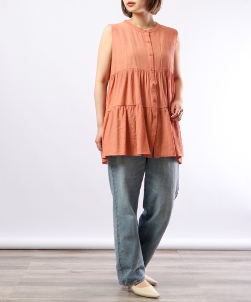 Chiaro（キアロ）の「chiaro ティアードノースリーブブラウス（シャツ/ブラウス・レディース・アイボリー/ベージュ/オレンジ/オリーブ・FREE）」の15枚目の写真