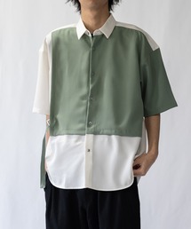 Naive magic | 【a】ナチュラルストレッチポリエステル ルーズサイズ フェイクレイヤード 半袖シャツ(シャツ/ブラウス)