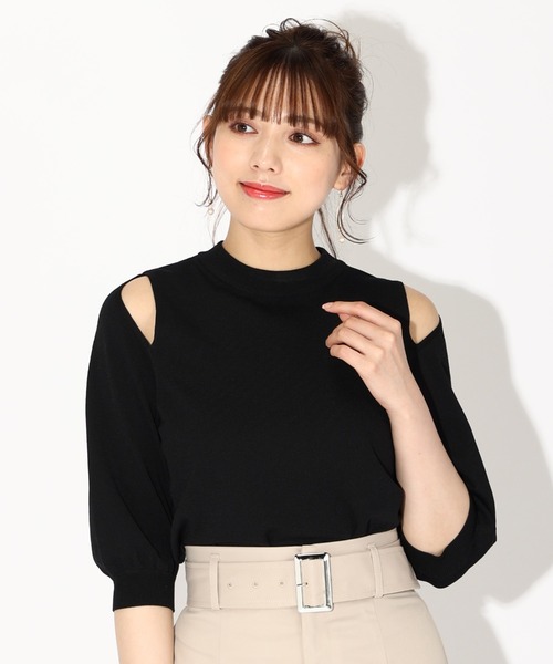 MISCH MASCH(ミッシュマッシュ)の「■2023春夏新作■カットオフニット/MM318335(ニット/セーター・レディース・ブラック/ホワイト/ブルー/ブラウン・M)」の2枚目の写真