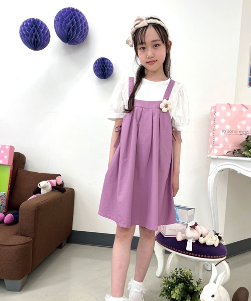 SPIGA（スピーガ）の「インナー付フラワーモチーフキャミワンピース（ワンピース・キッズ・ベージュ/パープル・4Y/6Y/8Y/10Y/12Y）」の6枚目の写真