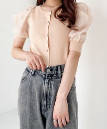 布帛ドッキングニットカーディガン　906181