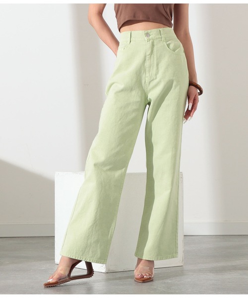 LATINA（ラティーナ）の「カラーデニムワイドパンツ（デニムパンツ・レディース・オレンジ/グリーン・FREE）」の4枚目の写真