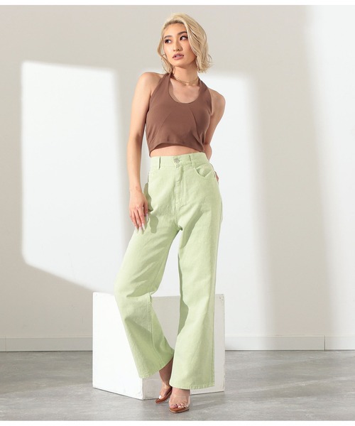 LATINA（ラティーナ）の「カラーデニムワイドパンツ（デニムパンツ・レディース・オレンジ/グリーン・FREE）」の9枚目の写真