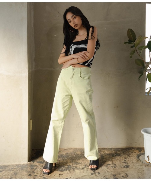 LATINA（ラティーナ）の「カラーデニムワイドパンツ（デニムパンツ・レディース・オレンジ/グリーン・FREE）」の15枚目の写真