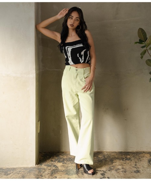 LATINA（ラティーナ）の「カラーデニムワイドパンツ（デニムパンツ・レディース・オレンジ/グリーン・FREE）」の16枚目の写真