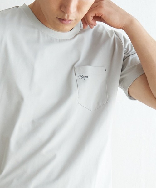 ikka（イッカ）の「【吸水速乾】速乾COOLポケットプリントTシャツ（Tシャツ/カットソー・メンズ・ホワイト/シルバーグレー/オリーブ/ブラック/オレンジ/ネイビー・M/XL/L/S）」の3枚目の写真