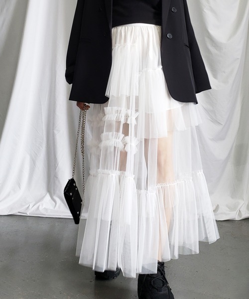 jun　マチャットアシメフリルスカート ジャカードアシメフリルスカート | レディース服・レディース