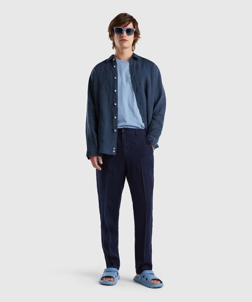 BENETTON (UNITED COLORS OF BENETTON)（ベネトンユナイテッドカラーズオブベネトン）の「リネン100％ストレートチノパンツ（チノパンツ・メンズ・ブラウン系その他/ネイビー/ホワイト・46/48/44/50/42）」の17枚目の写真