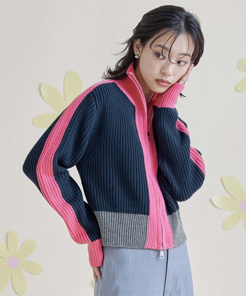 miette（ミエット）の「ダブルジップショートニットカーディガン（カーディガン/ボレロ・レディース・アイボリー/ブラック/ネイビー/ライトグレー・FREE）」の4枚目の写真