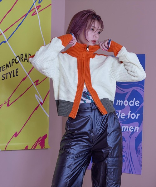 miette（ミエット）の「ダブルジップショートニットカーディガン（カーディガン/ボレロ・レディース・アイボリー/ブラック/ネイビー/ライトグレー・FREE）」の5枚目の写真