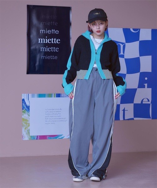 miette（ミエット）の「ダブルジップショートニットカーディガン（カーディガン/ボレロ・レディース・アイボリー/ブラック/ネイビー/ライトグレー・FREE）」の6枚目の写真