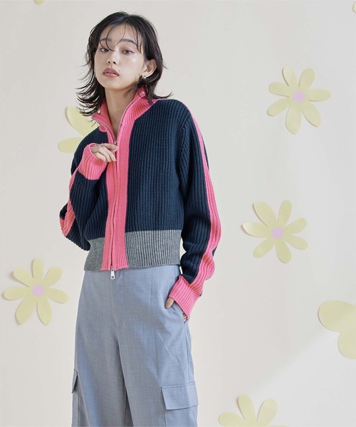 miette（ミエット）の「ダブルジップショートニットカーディガン（カーディガン/ボレロ・レディース・アイボリー/ブラック/ネイビー/ライトグレー・FREE）」の13枚目の写真