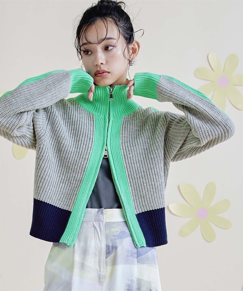 miette（ミエット）の「ダブルジップショートニットカーディガン（カーディガン/ボレロ・レディース・アイボリー/ブラック/ネイビー/ライトグレー・FREE）」の16枚目の写真