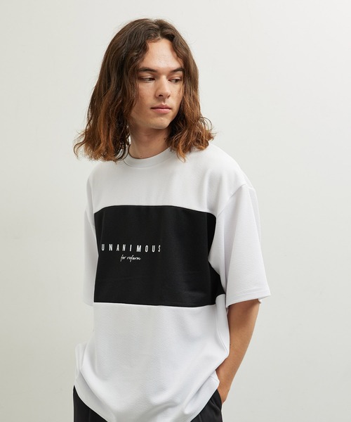 JUNRED（ジュンレッド）の「梨地パネル切替Tシャツ（Tシャツ/カットソー・メンズ・グレー/ホワイト/ブラック・LL/M/L）」の8枚目の写真