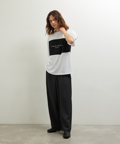 JUNRED（ジュンレッド）の「梨地パネル切替Tシャツ（Tシャツ/カットソー・メンズ・グレー/ホワイト/ブラック・LL/M/L）」の15枚目の写真