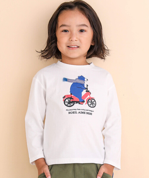 Noeil aime BeBe(ノイユエイムベベ)の「クマさん&自転車発泡プリントTシャツ(80~130cm)(Tシャツ/カットソー・キッズ・ホワイト/イエロー・120cm/110cm/100cm/90cm/130cm/80cm)」の5枚目の写真