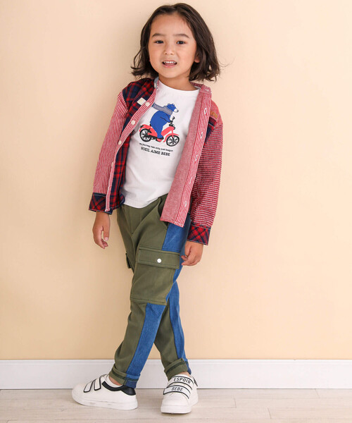 Noeil aime BeBe(ノイユエイムベベ)の「クマさん&自転車発泡プリントTシャツ(80~130cm)(Tシャツ/カットソー・キッズ・ホワイト/イエロー・120cm/110cm/100cm/90cm/130cm/80cm)」の7枚目の写真