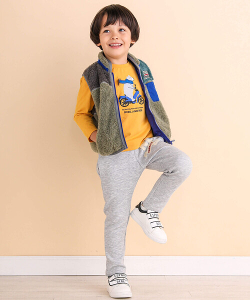 Noeil aime BeBe(ノイユエイムベベ)の「クマさん&自転車発泡プリントTシャツ(80~130cm)(Tシャツ/カットソー・キッズ・ホワイト/イエロー・120cm/110cm/100cm/90cm/130cm/80cm)」の9枚目の写真