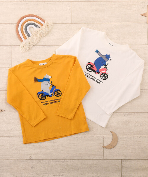 Noeil aime BeBe(ノイユエイムベベ)の「クマさん&自転車発泡プリントTシャツ(80~130cm)(Tシャツ/カットソー・キッズ・ホワイト/イエロー・120cm/110cm/100cm/90cm/130cm/80cm)」の10枚目の写真