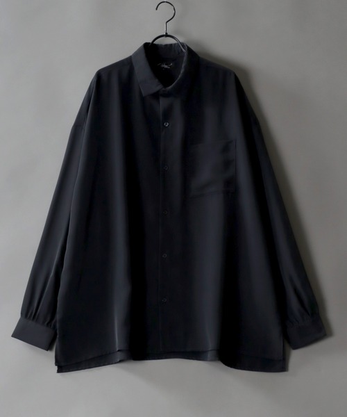 SITRY（シトリー）の「Drape Regular Collar Shirt/ドレープ レギュラーカラー シャツ（シャツ/ブラウス・メンズ・ブラック/ホワイト/チャコールグレー/グレイッシュベージュ/グレイッシュブルー・L/M）」の3枚目の写真