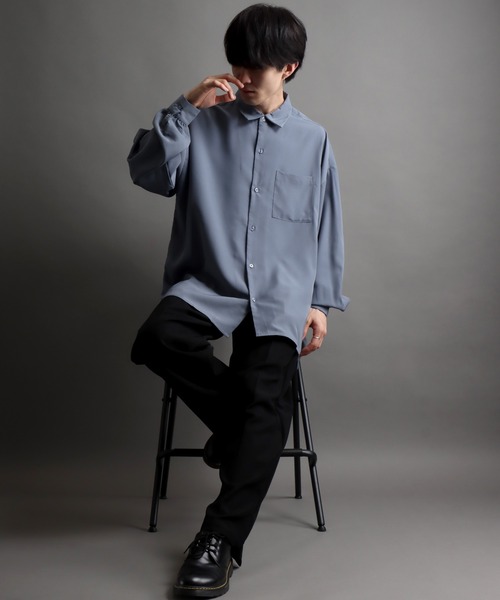 セール】Drape Regular Collar Shirt/ドレープ レギュラーカラー