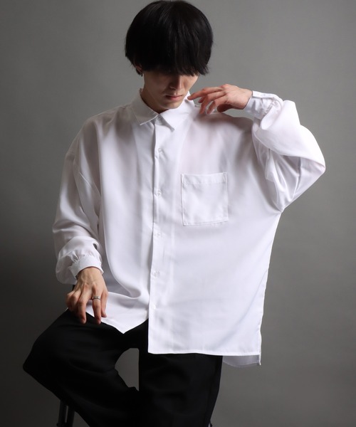 SITRY（シトリー）の「Drape Regular Collar Shirt/ドレープ レギュラーカラー シャツ（シャツ/ブラウス・メンズ・ブラック/ホワイト/チャコールグレー/グレイッシュベージュ/グレイッシュブルー・L/M）」の19枚目の写真