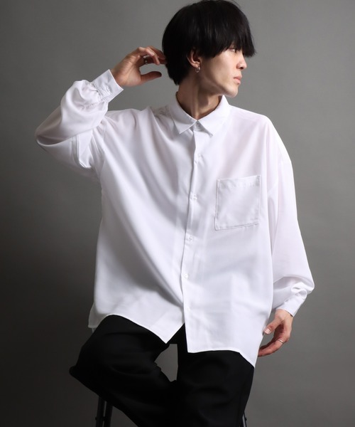 SITRY（シトリー）の「Drape Regular Collar Shirt/ドレープ レギュラーカラー シャツ（シャツ/ブラウス・メンズ・ブラック/ホワイト/チャコールグレー/グレイッシュベージュ/グレイッシュブルー・L/M）」の20枚目の写真