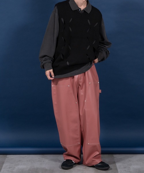 Perushu(ペルーシュ)の「リーフデザインニットベスト(ベスト・メンズ・ブラック/レッド系その他/ブラウン・LARGE/MEDIUM)」の22枚目の写真