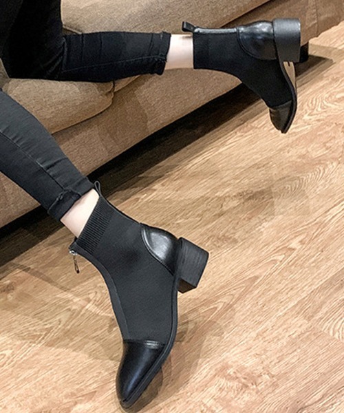 Futier land(フューティアランド)の「フロントジップフィットショートブーツ(ブーツ・レディース・ブラック・36/38/40/39/37)」の3枚目の写真