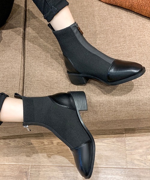 Futier land(フューティアランド)の「フロントジップフィットショートブーツ(ブーツ・レディース・ブラック・36/38/40/39/37)」の2枚目の写真