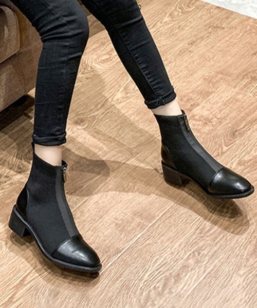 Futier land(フューティアランド)の「フロントジップフィットショートブーツ(ブーツ・レディース・ブラック・36/38/40/39/37)」の6枚目の写真