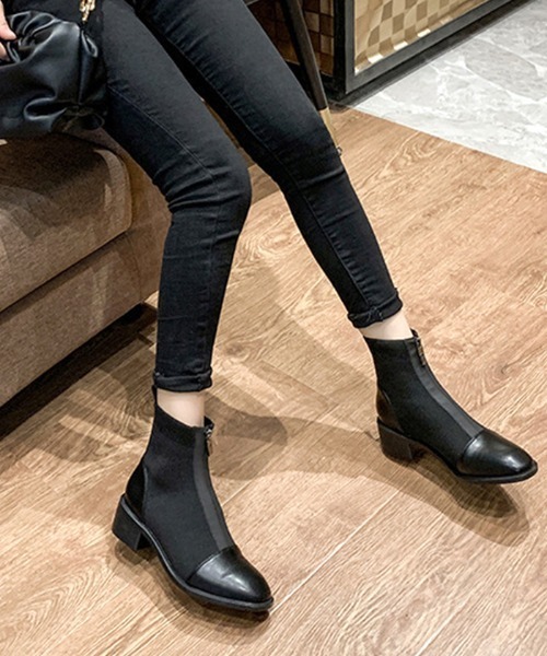 Futier land(フューティアランド)の「フロントジップフィットショートブーツ(ブーツ・レディース・ブラック・36/38/40/39/37)」の7枚目の写真