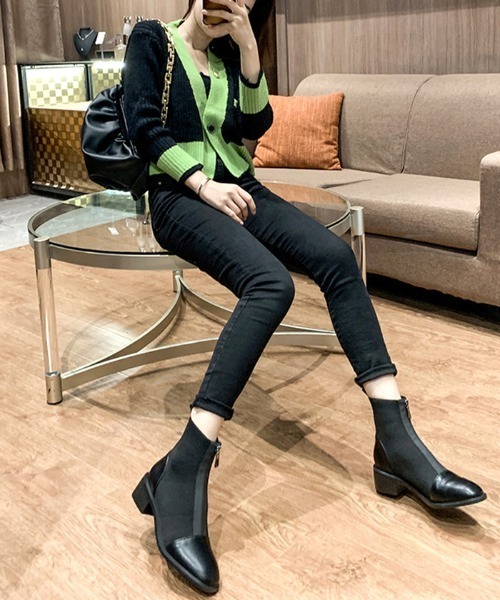 Futier land(フューティアランド)の「フロントジップフィットショートブーツ(ブーツ・レディース・ブラック・36/38/40/39/37)」の9枚目の写真