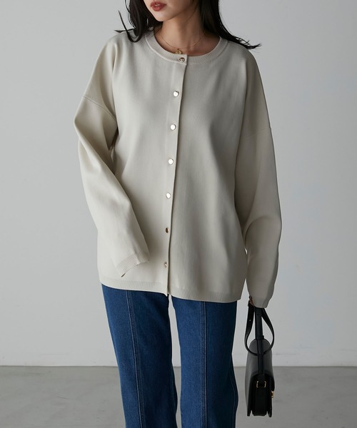 Anss.me（アンスミー）の「【Anss.me】ダイバーニット金釦カーディガン（カーディガン/ボレロ・レディース・ネイビー/アイボリー/ブラック/グレイッシュベージュ・FREE）」の22枚目の写真