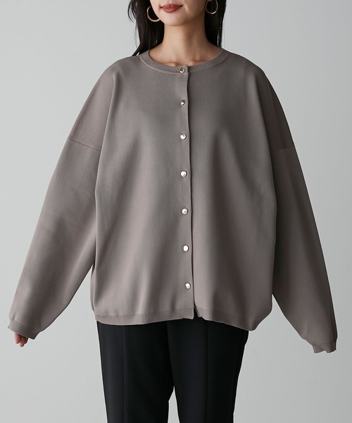 Anss.me（アンスミー）の「【Anss.me】ダイバーニット金釦カーディガン（カーディガン/ボレロ・レディース・ネイビー/アイボリー/ブラック/グレイッシュベージュ・FREE）」の13枚目の写真