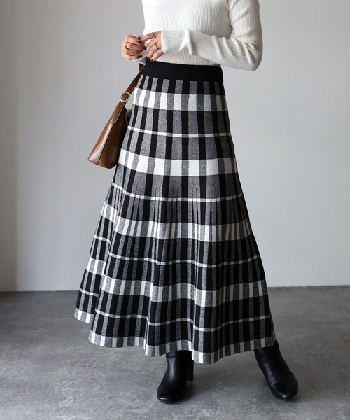 PG ニットチェックスカート Riberry（リベリー）の「ニットチェックスカート（スカート）」 - WEAR