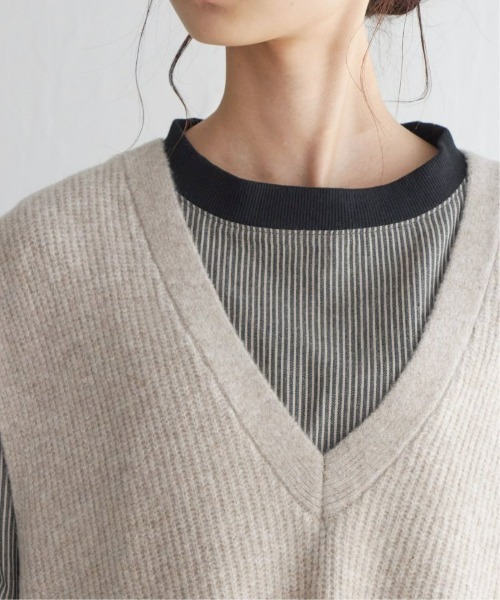 LBC（エルビーシー）の「ポケ付きニットロングベスト（ベスト・レディース・オフホワイト/グレー/ベージュ・M）」の12枚目の写真